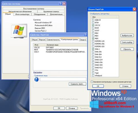 Posnetek zaslona HashTab Windows 8