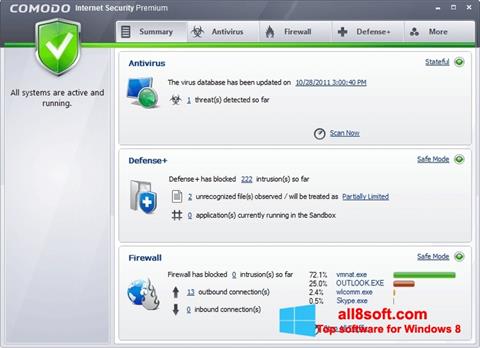 Posnetek zaslona Comodo Internet Security Premium Windows 8