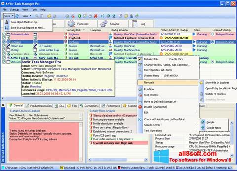 Posnetek zaslona AnVir Task Manager Windows 8