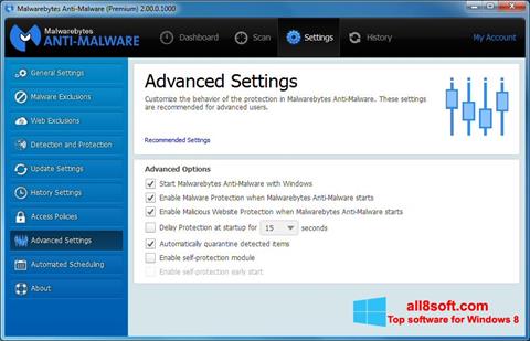 Posnetek zaslona Malwarebytes Anti-Malware Windows 8