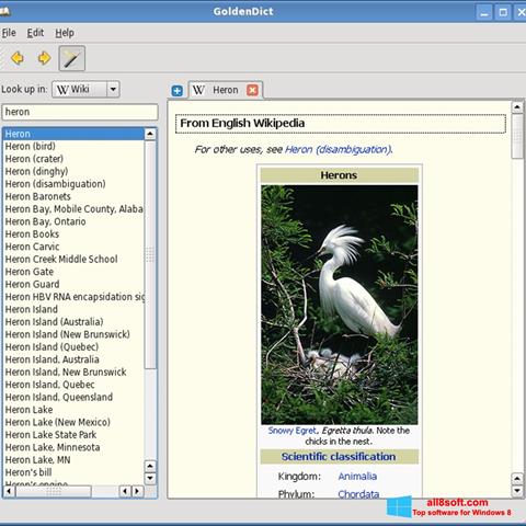 Posnetek zaslona GoldenDict Windows 8