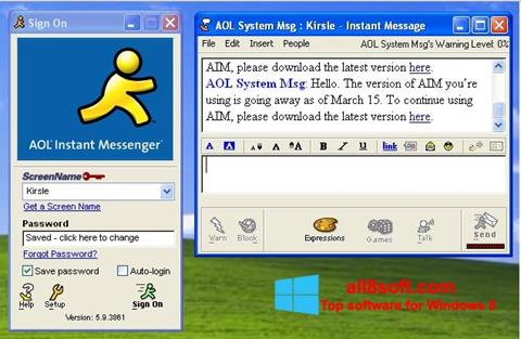 Posnetek zaslona AOL Instant Messenger Windows 8