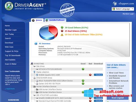 Posnetek zaslona DriverAgent Windows 8