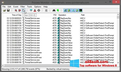 Posnetek zaslona Process Monitor Windows 8