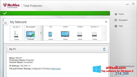 Posnetek zaslona McAfee Total Protection Windows 8
