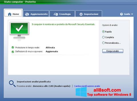Posnetek zaslona Microsoft Security Essentials Windows 8