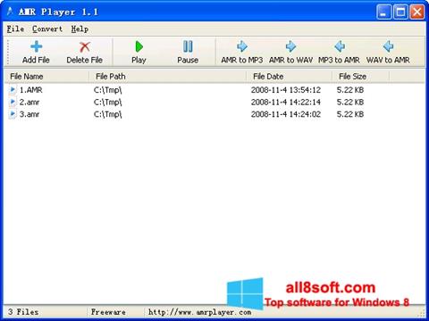 Posnetek zaslona AMR Player Windows 8