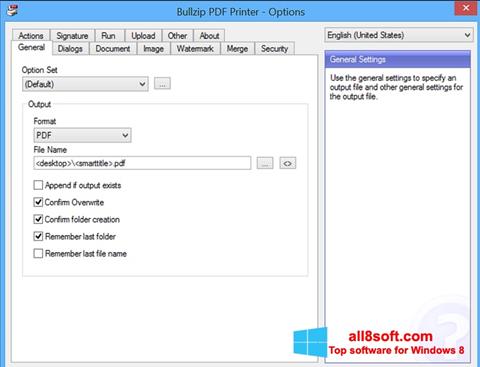 Posnetek zaslona BullZip PDF Printer Windows 8