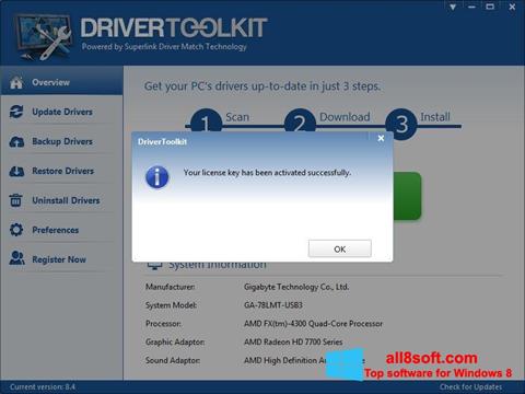 Posnetek zaslona Driver Toolkit Windows 8