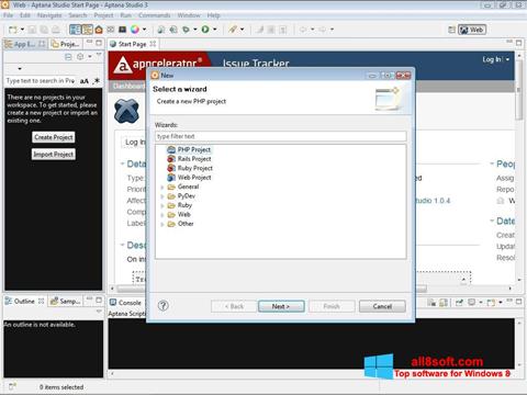 Posnetek zaslona Aptana Studio Windows 8
