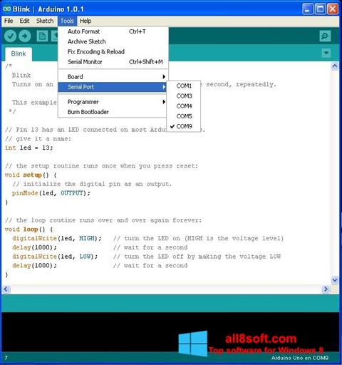 Posnetek zaslona Arduino Windows 8