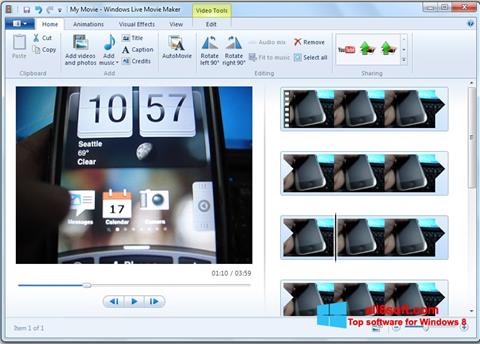 Posnetek zaslona Windows Live Movie Maker Windows 8