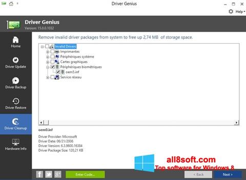 Posnetek zaslona Driver Genius Windows 8
