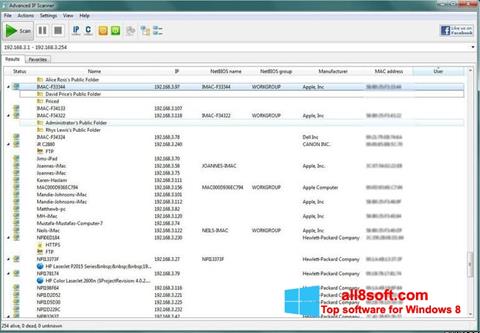 Posnetek zaslona Advanced IP Scanner Windows 8