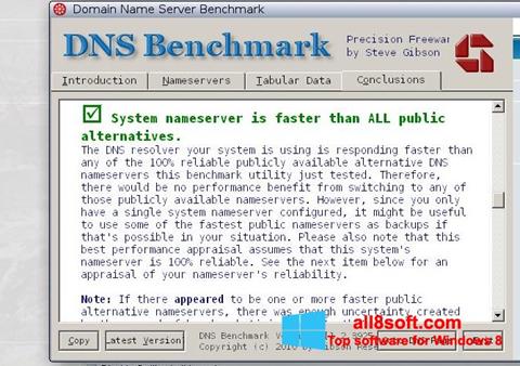 Posnetek zaslona DNS Benchmark Windows 8