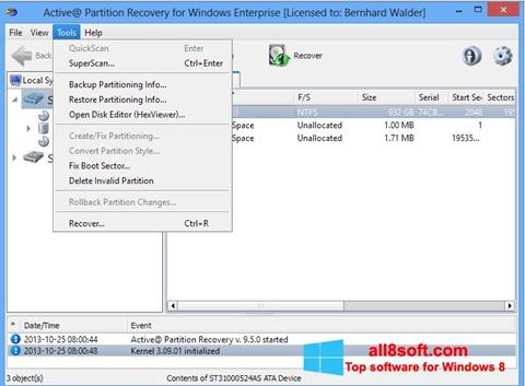 Posnetek zaslona Active Partition Recovery Windows 8
