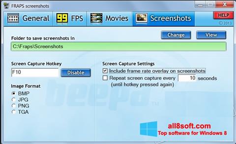 Posnetek zaslona Fraps Windows 8
