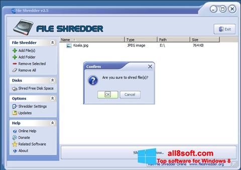 Posnetek zaslona File Shredder Windows 8