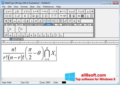 Posnetek zaslona MathType Windows 8