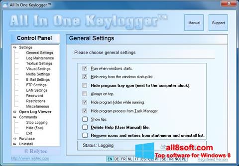 Posnetek zaslona Keylogger Windows 8