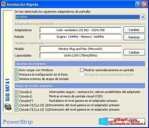 Posnetek zaslona PowerStrip Windows 8