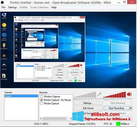 Posnetek zaslona Open Broadcaster Software Windows 8