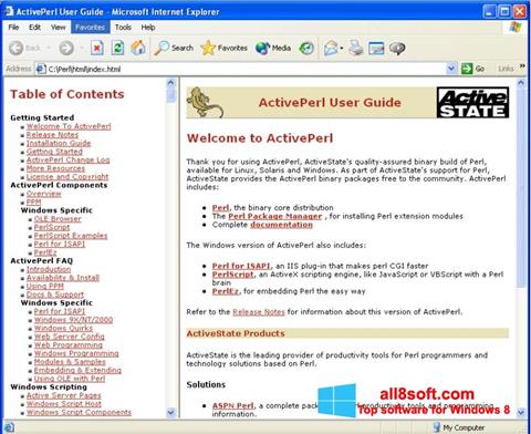 Posnetek zaslona ActivePerl Windows 8