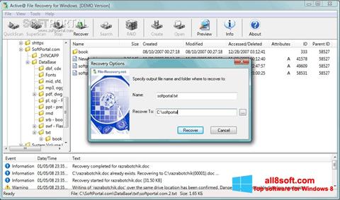 Posnetek zaslona Active File Recovery Windows 8
