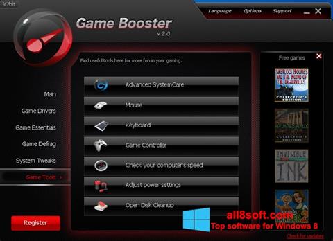Posnetek zaslona Game Booster Windows 8