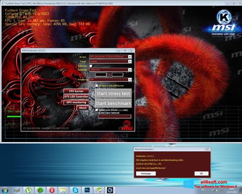 Posnetek zaslona MSI Kombustor Windows 8