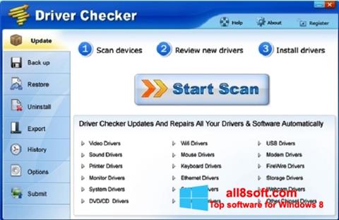 Posnetek zaslona Driver Checker Windows 8