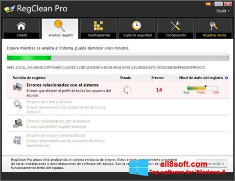 Posnetek zaslona RegClean Pro Windows 8