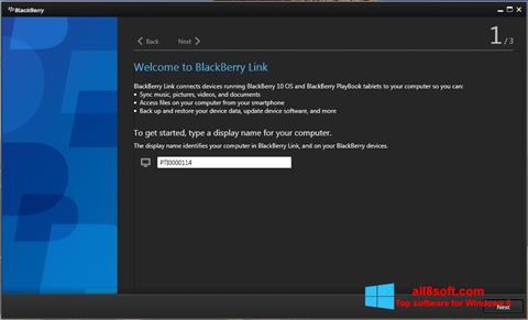 Posnetek zaslona BlackBerry Link Windows 8