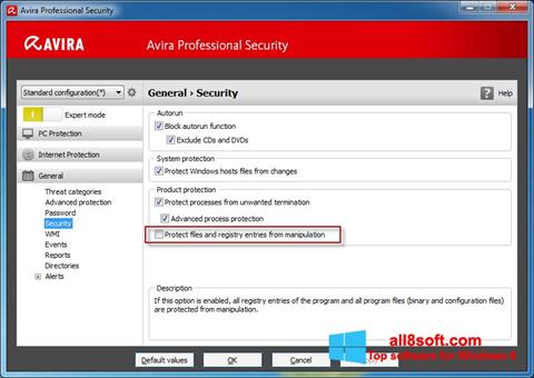 Posnetek zaslona Avira Professional Security Windows 8