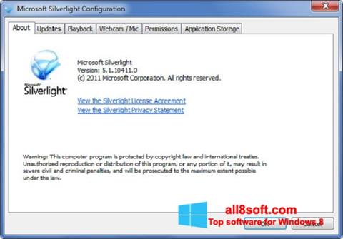 Posnetek zaslona Microsoft Silverlight Windows 8