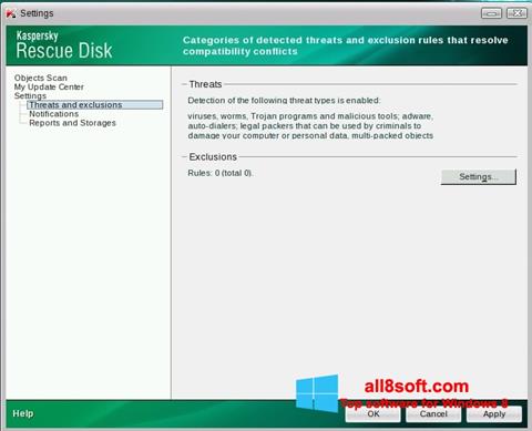 Posnetek zaslona Kaspersky Rescue Disk Windows 8