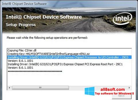 Posnetek zaslona Intel Chipset Device Software Windows 8