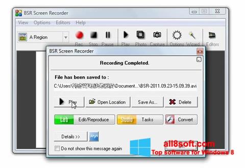 Posnetek zaslona BSR Screen Recorder Windows 8