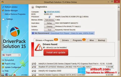 Posnetek zaslona DriverPack Solution Online Windows 8