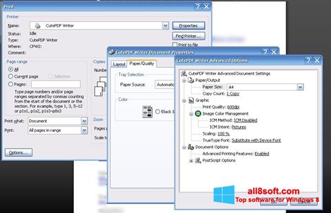 Posnetek zaslona CutePDF Writer Windows 8