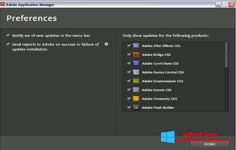 Posnetek zaslona Adobe Application Manager Windows 8