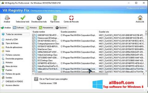 Posnetek zaslona Vit Registry Fix Windows 8
