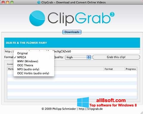 Posnetek zaslona ClipGrab Windows 8