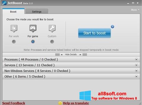 Posnetek zaslona JetBoost Windows 8