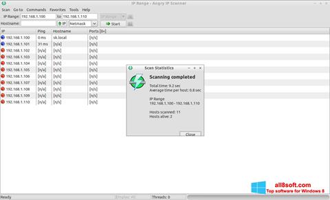 Posnetek zaslona Angry IP Scanner Windows 8