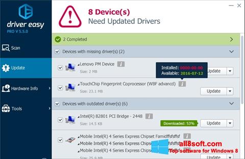 Posnetek zaslona Driver Easy Windows 8