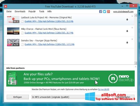 Posnetek zaslona Free YouTube Download Windows 8