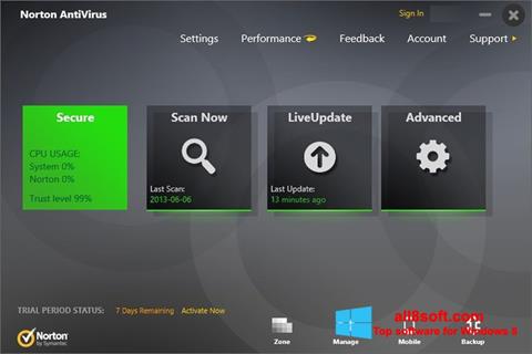 Posnetek zaslona Norton AntiVirus Windows 8