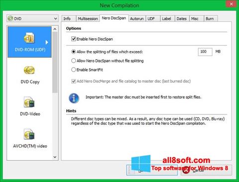 Posnetek zaslona Nero Image Drive Windows 8