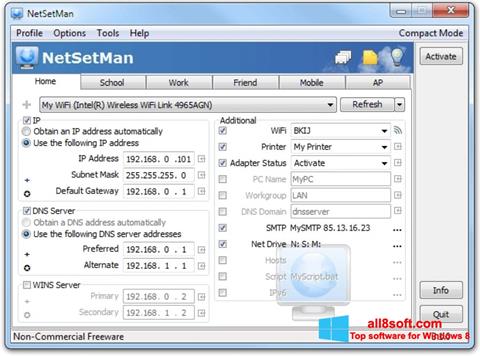Posnetek zaslona NetSetMan Windows 8